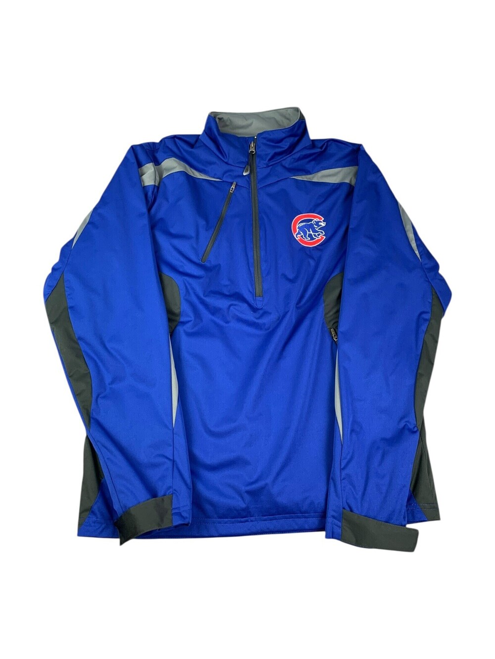 Chicago Cubs Men’s 1/4 Zip Pullover Windbreaker Top, Antigua, Blue, Size Medium